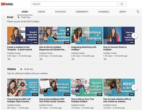 HubSpot Hacks Videos on YouTube