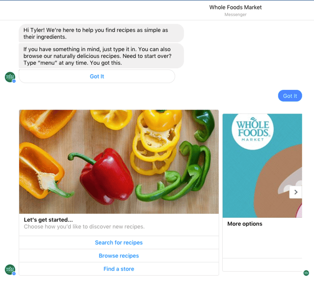 Whole Foods Messenger bot