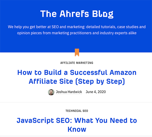 Screenshot of Ahrefs blog page