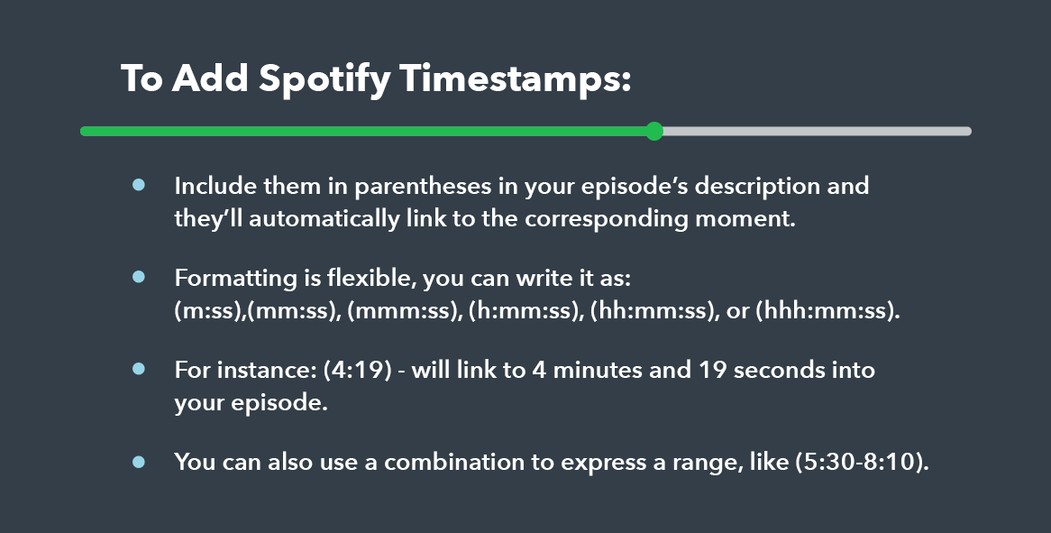 basic instructions on using spotify timestamps for your podcast