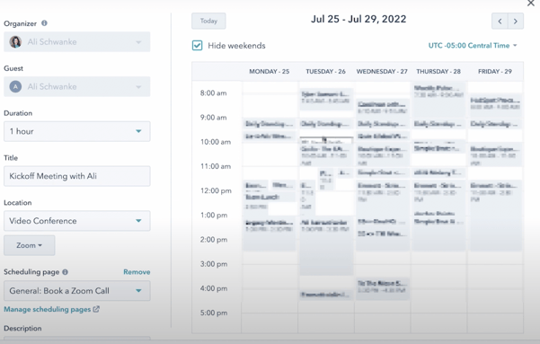 choosing meeting times for scheduling in HubSpot - Simple Strat